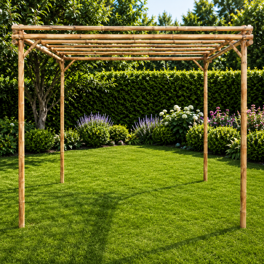 Pergola en Bambou Naturel 170x170 cm — Support Grimpantes