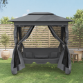 Balancelle de Jardin Convertible — Banc & Lit avec Toit Double