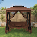 Balancelle de Jardin Convertible — Banc & Lit avec Toit Double