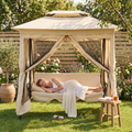 Balancelle de Jardin Convertible — Banc & Lit avec Toit Double