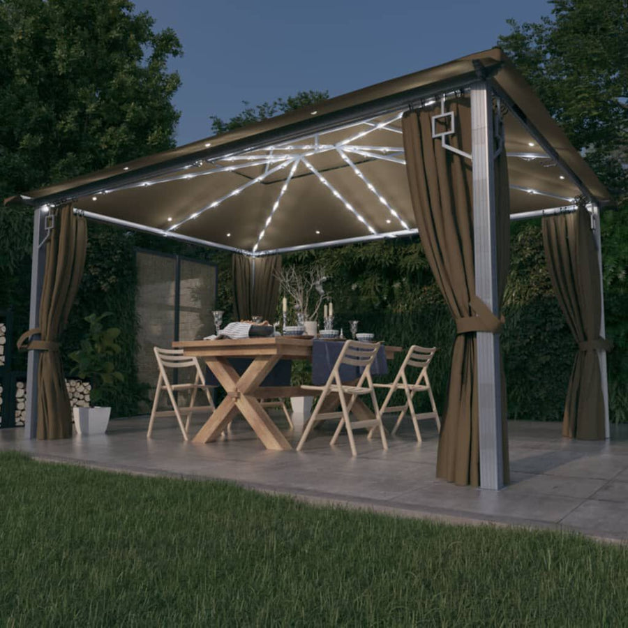 Tonnelle de Jardin Aluminium 4x3 m — Rideaux & LED Solaires