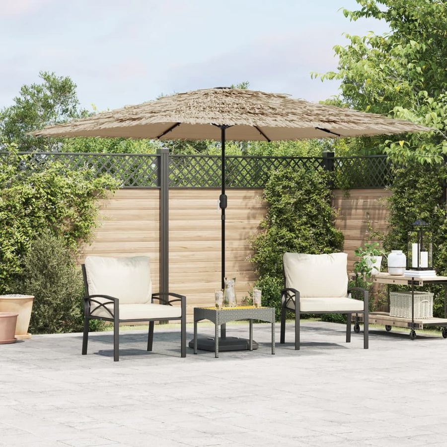 Parasol de Jardin 290 cm — Toit Effet Paille & LED Intégrées
